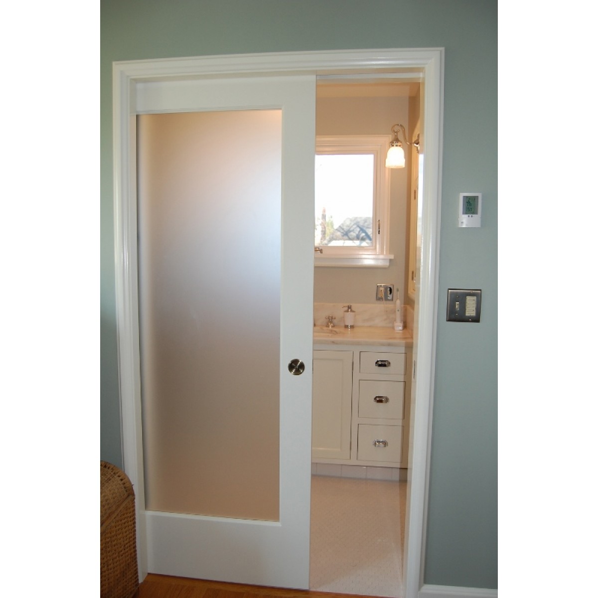 Primed Shaker Frosted Glass Door
